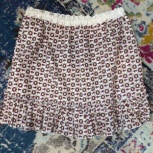 Dolce & Gabbana Nautical Ruffle Mini Skirt 46 XL Cotton Silk Navy Red Cream